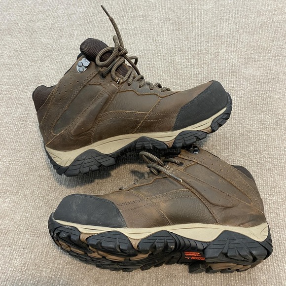 Merrell Work Boots Mens Size 7.5W Brown‎ Leather Waterproof Slip Resistant